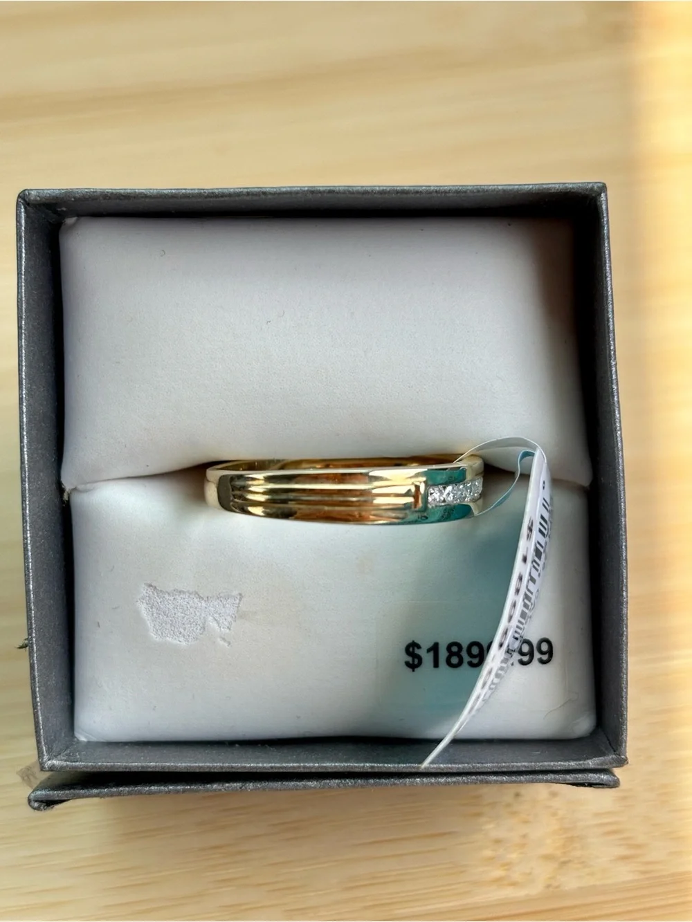 Brand New 10K Yellow Gold Certified 1/5 CTTW Diamond Ring Men's Wedding Band